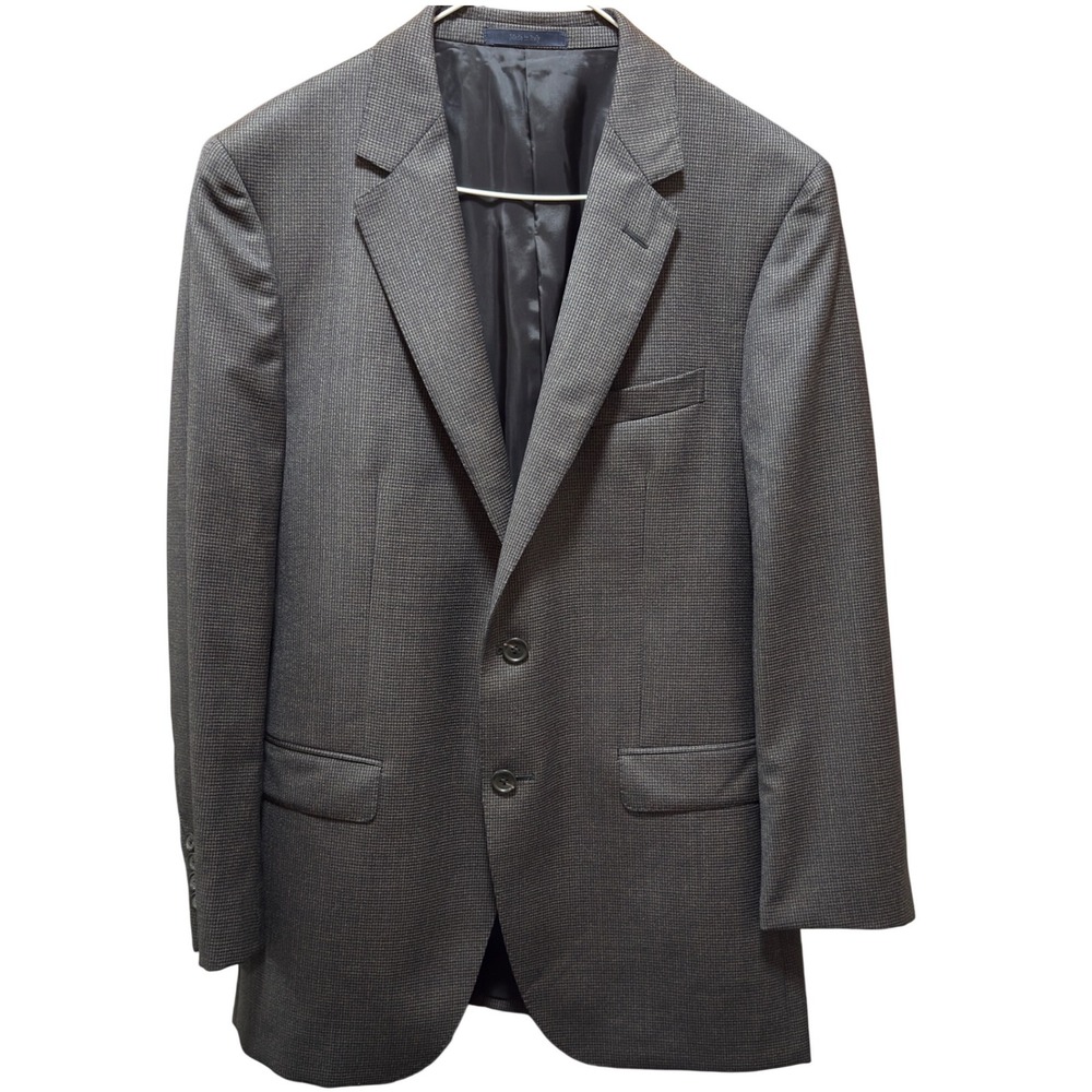 Lanvin Paris Grey WoolMicro Houndstooth Blazer Sport Coat 40R Made In Italy VTG‎